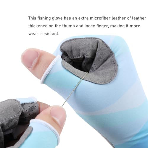 Fishing Gloves UV Protection Fingerless Sun Gloves Men Women for Cycling Hunting Kayaking Hiking Sailing - color: Blue, size: Large