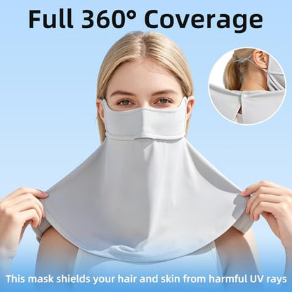 UPF 50+ Sun Protection Face Mask with Neck Coverage, UV Face Mask for Outdoor Activities, Unisex Breathable Sun Mask - style: Grey 1