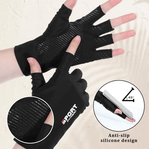 Fingerless UV Protection Gloves, Anti-Slip Half Finger Driving-Gloves, Women & Men's Fingerless Gloves for Sailing, Kayak, Fishing & Paddling with Sun Protection