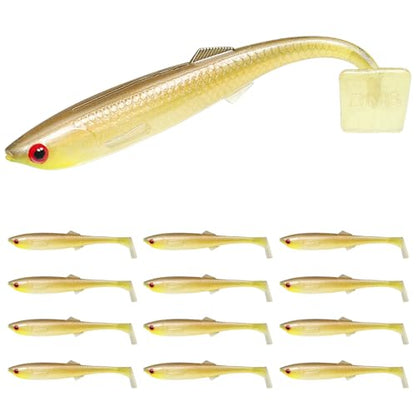 TRUSCEND Shadtale Easy Catch Soft Fishing Lures, Unique Vibration and Action for Various Rigs, Paddle Tail Swimbaits Trailer for Bass, Trout, Crappie, Walleye, Redfish, Saltwater & Freshwater Fishing - color: H4-2.5",0.08oz,12pcs