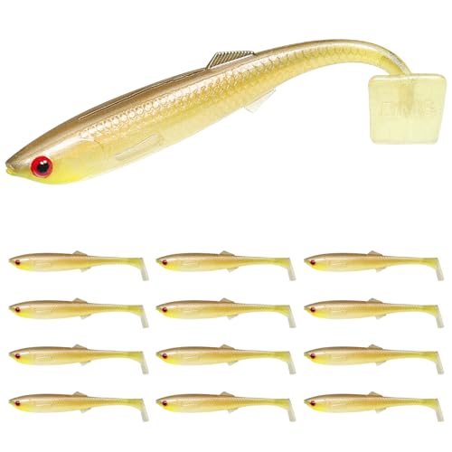 TRUSCEND Shadtale Easy Catch Soft Fishing Lures, Unique Vibration and Action for Various Rigs, Paddle Tail Swimbaits Trailer for Bass, Trout, Crappie, Walleye, Redfish, Saltwater & Freshwater Fishing - color: H4-2.5",0.08oz,12pcs