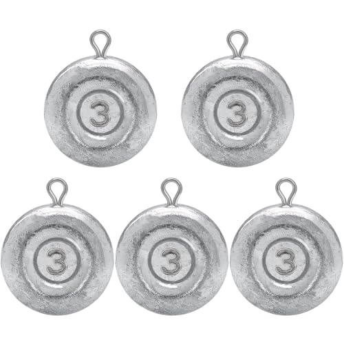 Fishing Weights Sinkers, Disc Sinkers Weights Coin Sinkers Freshwater Saltwater River Bank Surf Fishing Catfishing 1oz 2oz 3oz 4oz - style: 3oz-5pcs