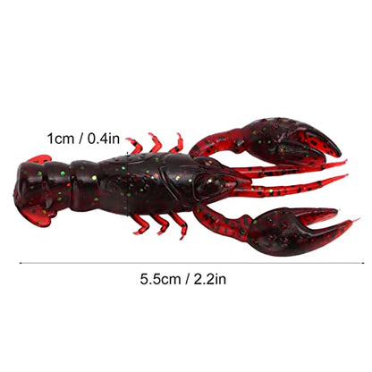 Fishing Lures, 10pcs PVC Flexible Crawdad Soft Fishing Lure, Shrimp Artificial Soft Lure Baits for Mandarin Fish, Black Fish, Perch, Carp Fishing(Sauce Red)