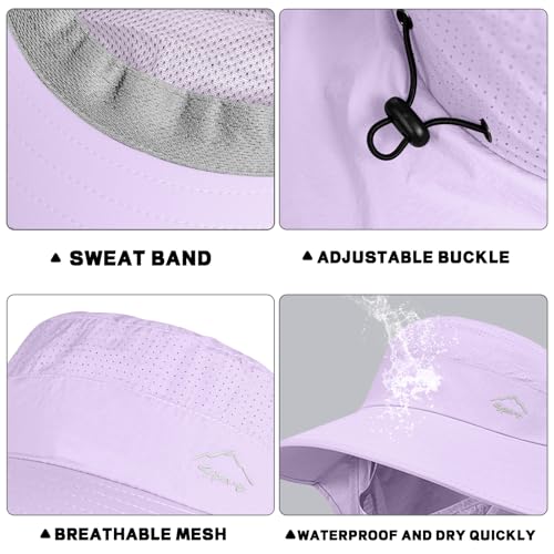 Rosoz Sun Hat for Men Women with Neck Flap,Wide Brim UPF50+ Fishing Hat with Detachable Face Cover Outdoor Sun Protection Hat - color: 1pack-purple