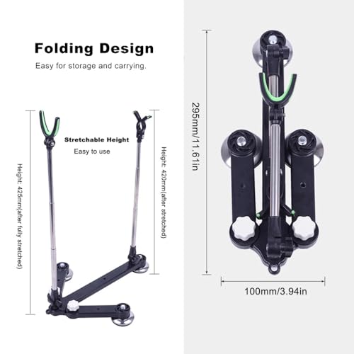 Fishing Rod Holder Adjustable Ground Stand - Foldable Stainless Steel Pole Support Ground Bank Mount Bracket with Ice Spike for Bank Fishing