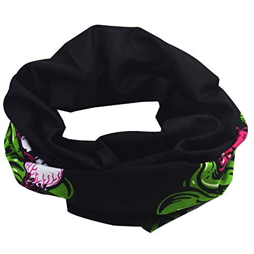 Obacle Bandana Face Mask Neck Gaiter Tube Mask Men Women for Sun Dust Protection - color: Skull Out-of-eye Green