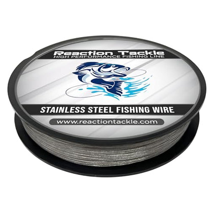 Reaction Tackle Stainless Steel Trolling Line - 30 Lb Marine Grade Single Strand Wire for Deep Trolling, Diving Disks and Toothy Saltwater and Freshwater Fish - size: 30 Lb / 300 Foot