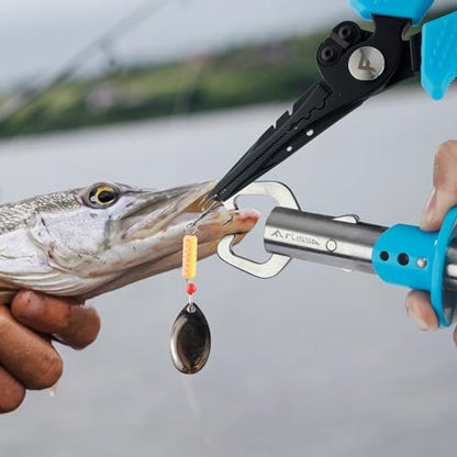 FLISSA Fishing Pliers, Fish Gripper, 2PCS Fishing Tool Kit Includes Multifunctional Fishing Pliers Hook Remover with Sheath and Stainless Steel Fish Lip Gripper, Fishing Gift - style: Plier and Gripper