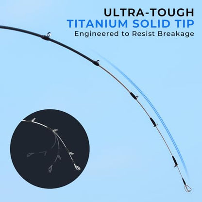 KastKing Megatron Titanium Telescopic Casting & Spinning Fishing Rods, IM7 Graphite Travel Rod with Titanium Solid Tip, Power Transition System, for Freshwater and Inshore Fishing - size: 7'6''- M- Fast, style: Cast