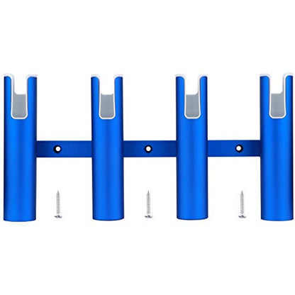 Aluminium Wall-Mounted Fishing Rod Holder for Boat, Garage & Marine - Holds Rods & Poles - color: Blue 4 Tubes