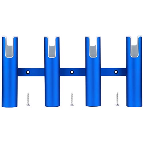 Aluminium Wall-Mounted Fishing Rod Holder for Boat, Garage & Marine - Holds Rods & Poles - color: Blue 4 Tubes