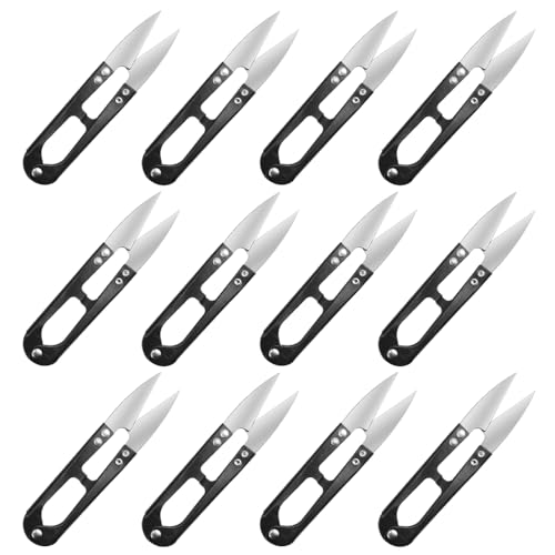 24Pcs Sewing Scissors U shaped Small Snips Clippers Trimming Nipper Embroidery Clippers Cutter Mini Cutting thread Cross Stitch Scissors for DIY Art Project Household Supplies(Black) (24)
