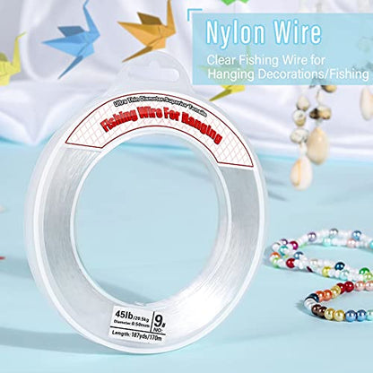 Clear Fishing Wire, Acejoz 656FT Fishing Line Clear Invisible Hanging Wire Strong Nylon String Supports 40 Pounds for Balloon Garland Hanging Decorations - style: 0.5mm, 558ft, 45lb