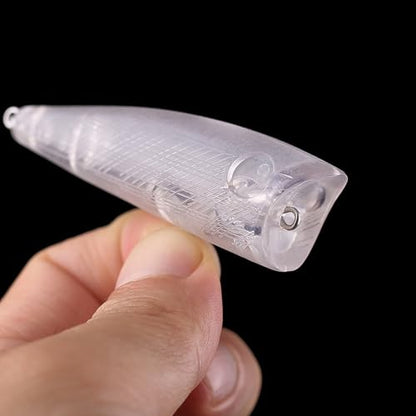 20PCS Unpainted Blanks Bait 2.56in/2.95in Topwater Rattle Popper DIY Handmade Artificial Fishing Lure Tackle