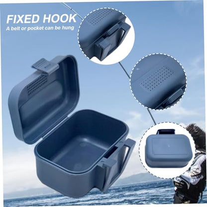 Worm Box, Plastic Fishing Live Bait Box, Breathable Holes Bait Bucket with Leakproof Lid, Clip on Worm Container for Belt