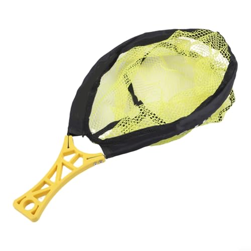 Foldable Fly Fishing Net, Rubber Mesh Landing Net for Trout, Anti Hook Catch and Release Net, Lightweight Portable Stream Hand Net with Waist Mount - color: yellow