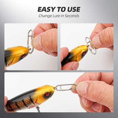 High Strength Fishing Snap - Stainless Connector Snaps Swivels Tackle Steel Power Fishing Clip Lure Quick Change for Freshwater and Saltwater - size: 50PCS -1"