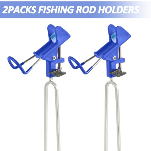 Tripquips Fishing Rod Holders - Upgraded 360 Degree Adjustable Fishing Pole Stand Equipment for Bank, Beach, Gift for Men Equipment(Blue)