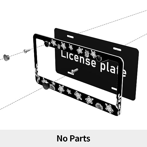 Sea Turtle License Plate Frame-2Pcs Black Background Turtle License Plate Frames Car Accessorie Aluminium Metal Sea Life Themed License Plate Holder For Men/Women Fits U.S Standard Vehicle With Screws - color: turtles