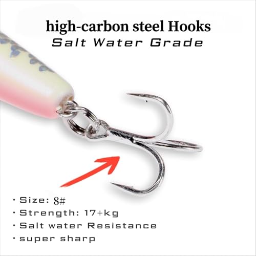 0.49oz/0.35oz Topwater Fishing Lures, 5 Pcs Fishing Lure Saltwater with Storage Box Jerkbait Crankbait Lures for Halibut & Striper Fishing Swimbait for Freshwater and Saltwater Bass Fishing - color: 10g