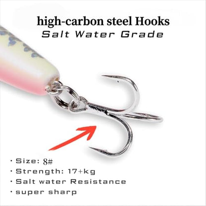 0.49oz/0.35oz Topwater Fishing Lures, 5 Pcs Fishing Lure Saltwater with Storage Box Jerkbait Crankbait Lures for Halibut & Striper Fishing Swimbait for Freshwater and Saltwater Bass Fishing - color: 14g