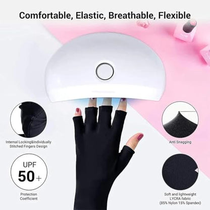 Utaly Women Sunblock Fingerless Gloves Non-Slip UV Protection Driving Riding Summer Outdoor Gloves for Women Girls - color: Black