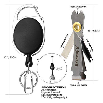 SAMSFX Locking Fishing Pliers Saltwater Resistant Teflon Coated Briad Line Cutters with Wire Coiled Lanyard, Sheath & Quick Knot Tool Combo - color: Army Green Camouflage