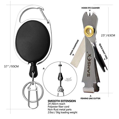 SAMSFX Locking Fishing Pliers Saltwater Resistant Teflon Coated Briad Line Cutters with Wire Coiled Lanyard, Sheath & Quick Knot Tool Combo - color: Army Green Camouflage