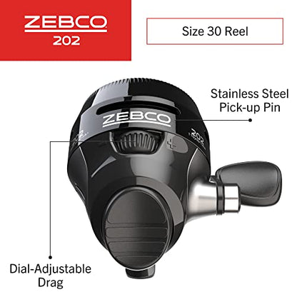 Zebco 202 Spincast Fishing Reel, Right-Hand Retrieve, Durable All-Metal Gears, Stainless Steel Pick-up Pin, Pre-Spooled with 10-Pound Zebco Fishing Line, - size: Size 30 Reel, style: Size 30 Reel