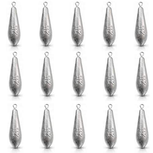 Teardrop Drop Shot Sinkers – Lead Fishing Weights & Sinkers for Bass, Catfish & Surf Fishing – Freshwater & Saltwater – 10 Sizes 1/2oz to 7oz, More Per Pack - style: 25g/0.88oz – 15pcs