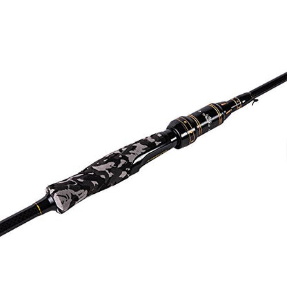 2 Piece 7 Feet Spinning Rod 24 Ton Carbon Fiber Spincasting Fishing Rod with 2 Tips - Medium and Medium Heavy Portable Spin Bass Fishing Rod