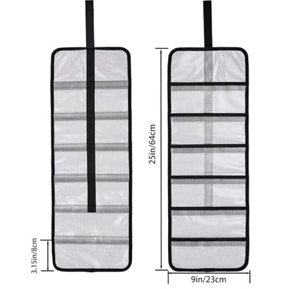 Roll Up Fishing Lure Wraps Set-Durable Lure Bag 6 Pocket PVC Protective Cover Saltwater Hook Covers Fabric Lure Protector Trolling Lure Tackle Box - color: Clear 1-pack, size: 23" X 9"