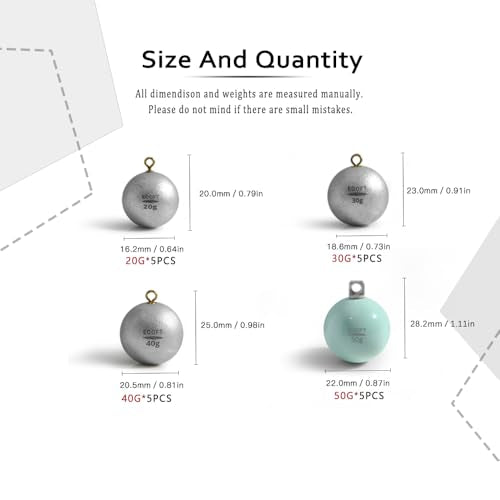 Lead Free Fishing Weights Sinkers 20g-200g Coated Egg Sinkers Cannonball Weights Assorted Sizes Bag and Fishing Weights Assortment Box Non-Lead Fishing Weights Saltwater Freshwater - style: Assortment Kit-20pcs