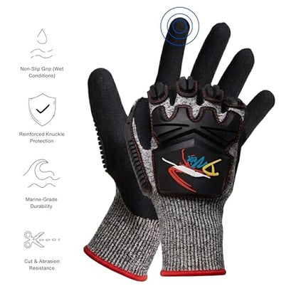 D Vein Lobster Diving Gloves, Cut & Puncture Resistant for Spearfishing - size: X-Large