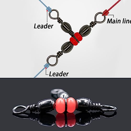 50 Pack Fishing Three Way Swivels Cross Line Barrel 3 Way Swivel Crossline Connector Tackle Trolling T-Turn Connection for Fishing Tackle Catfish Rig Surf Saltwater Freshwater Spider Rigging