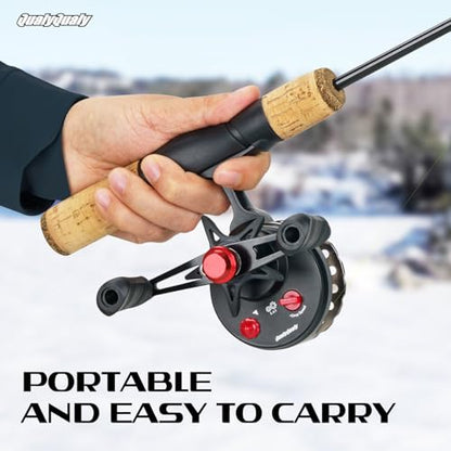 QualyQualy Ice Fishing Rod and Reel Combo 24 inch M/ML Inline Ice Fishing Combos 2 Different Tips for Walleye Perch Panfish and Trout - color: 28'' M/ML-Left