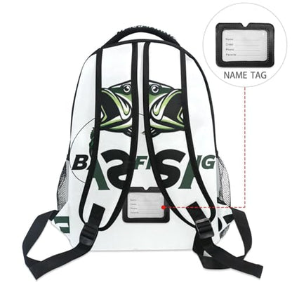 Pfrewn Largemouth Bass Fishing Backpack for Boys Men Travel Laptop Backpack Daypack Bag 17 Inch - color: Bass Fishing, size: 12x7.3x16.9in