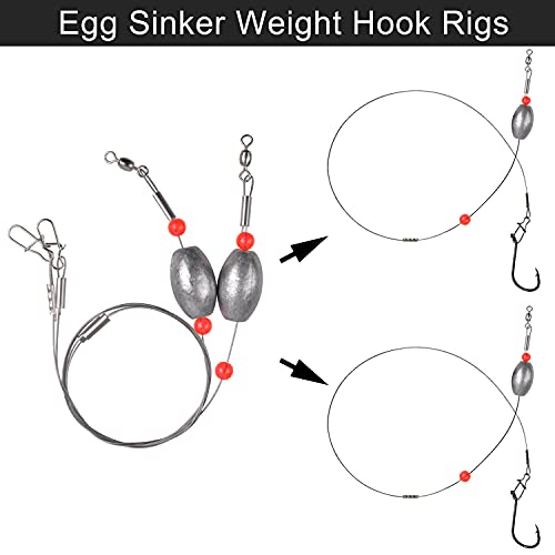 Carolina Saltwater Rigs, 8pcs Flounder Fishing Rigs, Stainless Steel Wire Leader with Egg Sinker Weights, Swivel Snaps for Catfish Grouper Drum Redfish Bottom Surf Fishing - size: 1-1/2oz-8pcs