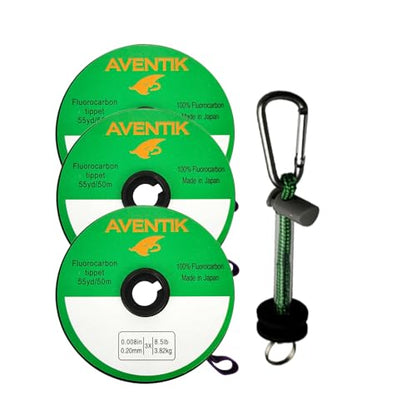 Aventik Fly Fishing Tippet Leader Fluorocarbon Line Fly Line Tippet Holder Fast Sinking Invisible - size: 1X,2X,3X,Tippet Holder