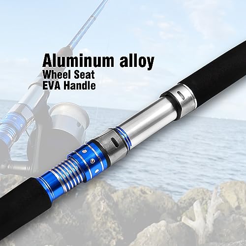 Fiblink 2-Piece Saltwater Spinning Fishing Rod Offshore Graphite Portable Fishing Rod (7 Feet) - style: 7' Heavy