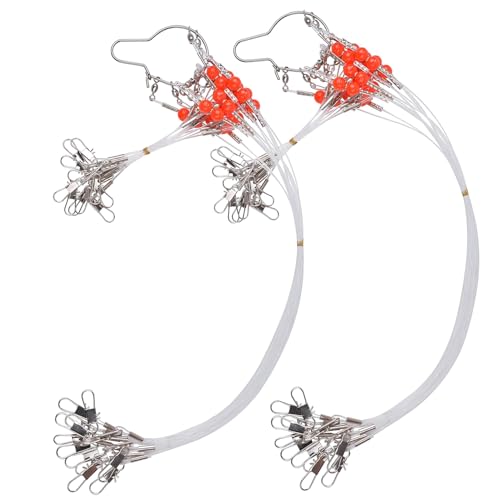 Fishing Leader Rigs Saltwater Tackle Rigs with Swivels Snaps, High Strength Wire Leaders Rigging Surf Fishing Gear Equipment for Lures Bait Hooks Catfish Walleye - color: Clear Nylon Leader, size: 24PCS, style: 1 Arm