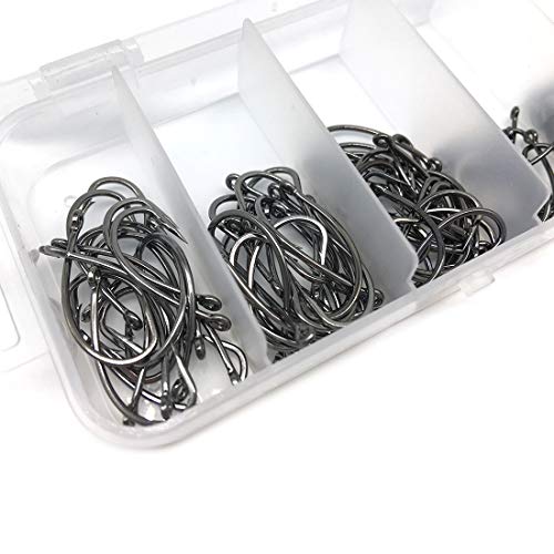 100pcs Carp Fishing Hooks Barb Sharp Catfish Hooks Set in Assorted Sizes 2# 4# 6# 8#