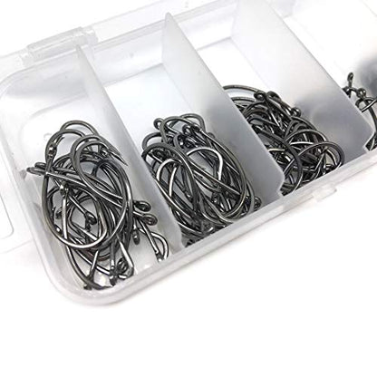 100pcs Carp Fishing Hooks Barb Sharp Catfish Hooks Set in Assorted Sizes 2# 4# 6# 8#