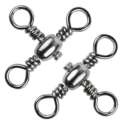 OROOTL 3 Way Swivel Fishing Tackle, 30 Pack Crossline Barrel Swivels Stainless Steel T-Turn Three Way Fishing Swivels Black Nickel Triple Swivel for Catfish Rig Saltwater Freshwater - size: 8#-30PCS