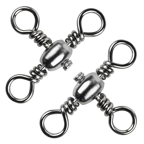 OROOTL 3 Way Swivel Fishing Tackle, 30 Pack Crossline Barrel Swivels Stainless Steel T-Turn Three Way Fishing Swivels Black Nickel Triple Swivel for Catfish Rig Saltwater Freshwater - size: 10#-30PCS