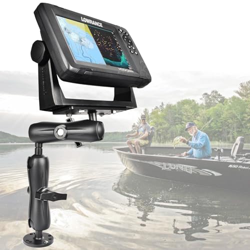 Aluminum Fish Finder Mount with 1.5'' Ball, 14.76'' Dual Rod Extended Arm for Longer Lengths, Marine Electronic Mount for Garmin, Lowrance, Raymarine,Compatible with RAM C-Size Kit
