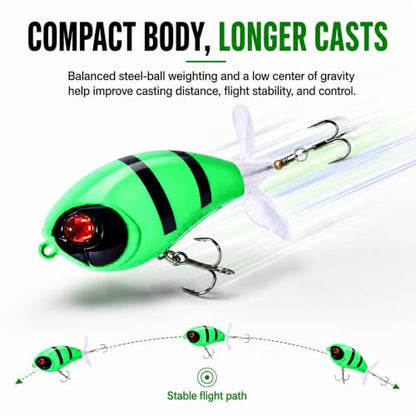 Top Water Lures, Floating Plopper Bait with BKK Hooks – Bass Fishing Lures for Trout, Pike & Other Freshwater & Saltwater Species – Great Fishing Gifts for Men - color: A2-3PCS,2.5in,0.4oz