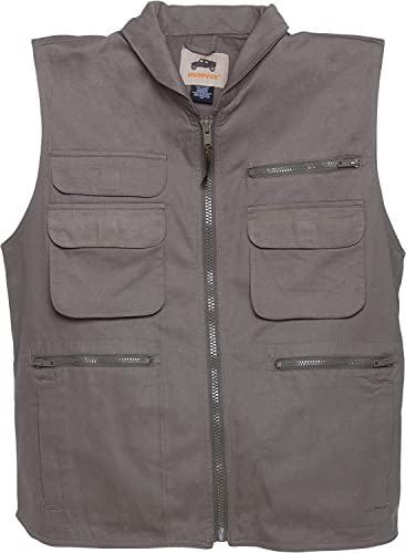 Humvee Ranger Travel Vest for Men, Women, Unisex with Hideaway Hood - Vest for Camping, Photography, Hiking, Outdoor - 100% Cotton, Khaki, XX Large