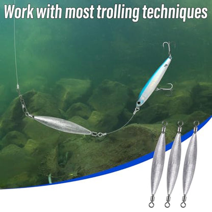 Dr.Fish 20 Pack Inline Trolling Weights with Double Barrel Swivels (1/16oz-3/4oz), Lead Egg Sinkers for Salmon Trout Walleye Freshwater Saltwater Fishing - size: 3/16oz-20 Pack