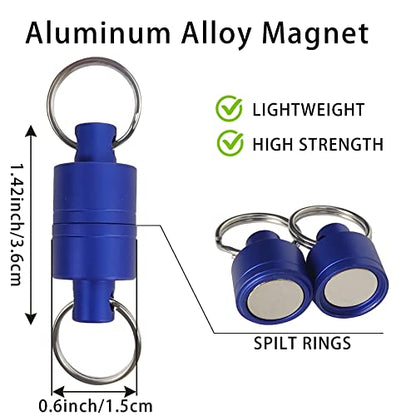 Aventik Magnetic Net Release Ultra-Strong Keychain Fly Fishing Net Retractor with Coiled Lanyard Carabiner Clip - color: Blue